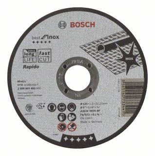 Bosch Rovný rezací kotúč Best for Inox - Rapido A 60 W INOX BF, 125 mm, 1,0 mm 1ks 2608603492