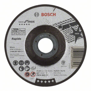 Bosch Rezací kotúč s prelisom Best for Inox - Rapido A 60 W INOX BF, 125 mm, 1,0 mm 1ks 2608603493