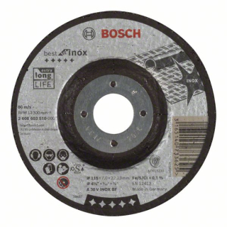 Bosch Obrusovací kotúč s prelisom Best for Inox A 30 V INOX BF, 115 mm, 7,0 mm 1ks 2608603510