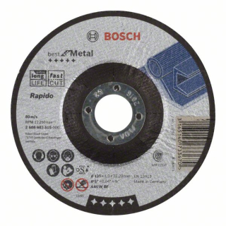 Bosch Rezací kotúč s prelisom Best for Metal - Rapido A 60 W BF, 125 mm, 1,0 mm 1ks 2608603515