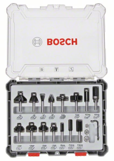 Bosch Sada fréz 15ks, mix, 6 mm stopka 15ks 2607017471