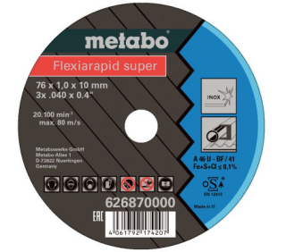 Rezný kotúč na kov-nerez Metabo Flexiamant super Inox 76x1,0 626870000