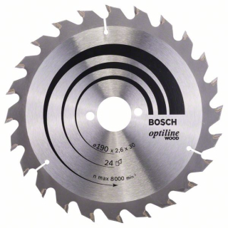 Bosch Pílový kotúč Optiline Wood 190 x 30 x 2,6 mm, 24 1ks 2608640615