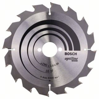Bosch Pílový kotúč Optiline Wood 190 x 30 x 2,0 mm, 16 1ks 2608641184