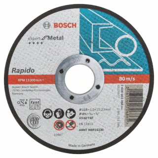 Bosch Rovný rezací kotúč Expert for Metal - Rapido AS 60 T BF, 115 mm, 1,0 mm 1ks 2608603394