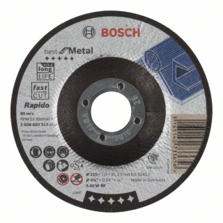 Bosch Rezací kotúč s prelisom Best for Metal - Rapido A 60 W BF, 115 mm, 1,0 mm 1ks 2608603513