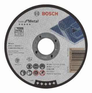 Bosch Rovný rezací kotúč Best for Metal A 46 V BF, 115 mm, 1,5 mm 1ks 2608603516